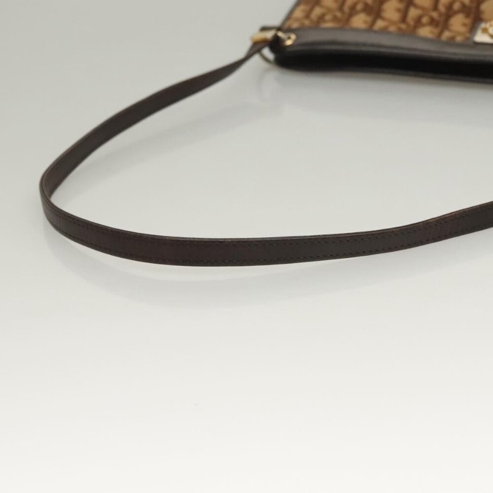 Authentic Christian Dior Trotter Canvas Shoulder Bag Brown Gold - Picture 14 of 16